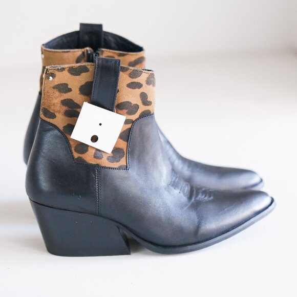 Cartel Western Style Black Leather  Booties - Picture 4 of 10